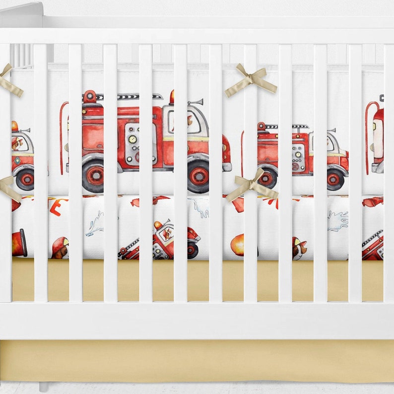 Crib bedding set Fire Truck themed blanket name fire truck Etsy