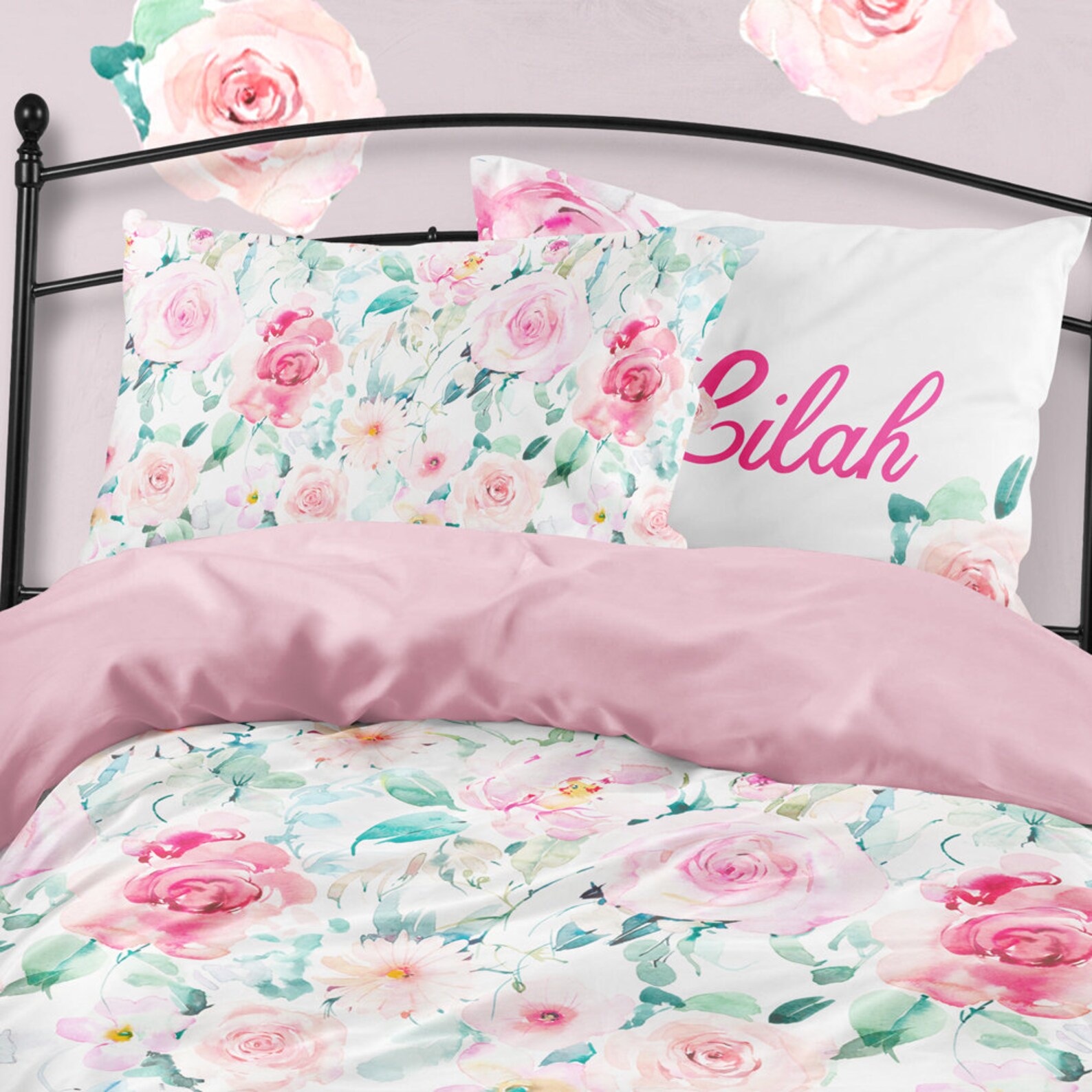 Twin bedding set blush floral pink pink Sheet blush pink Etsy