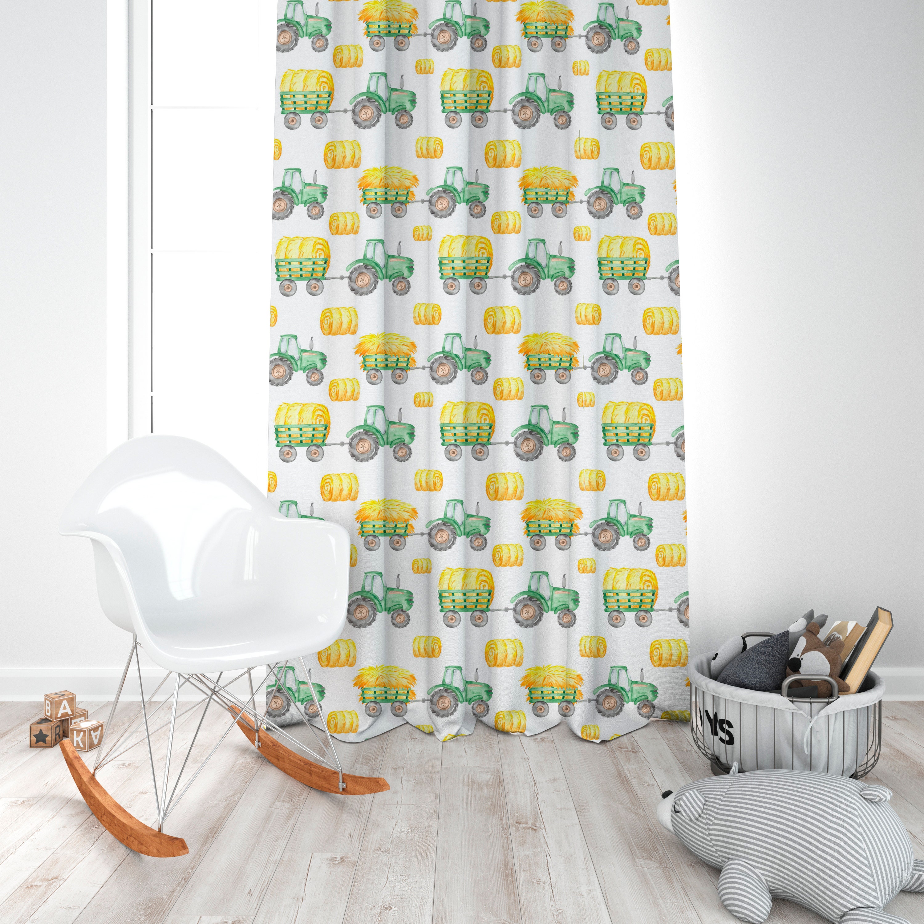 Green tractor curtain curtain panel Rancho classic farm Etsy