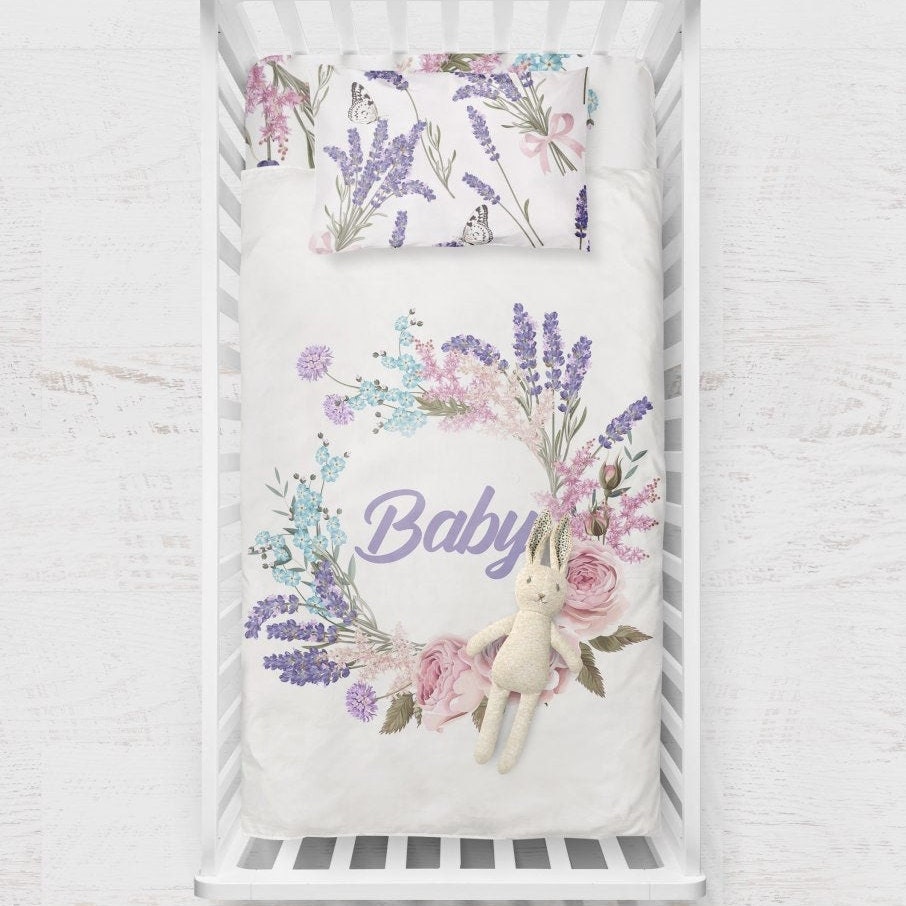Lavender Nursery Crib Bedding set Girl Lavender Bedding Etsy