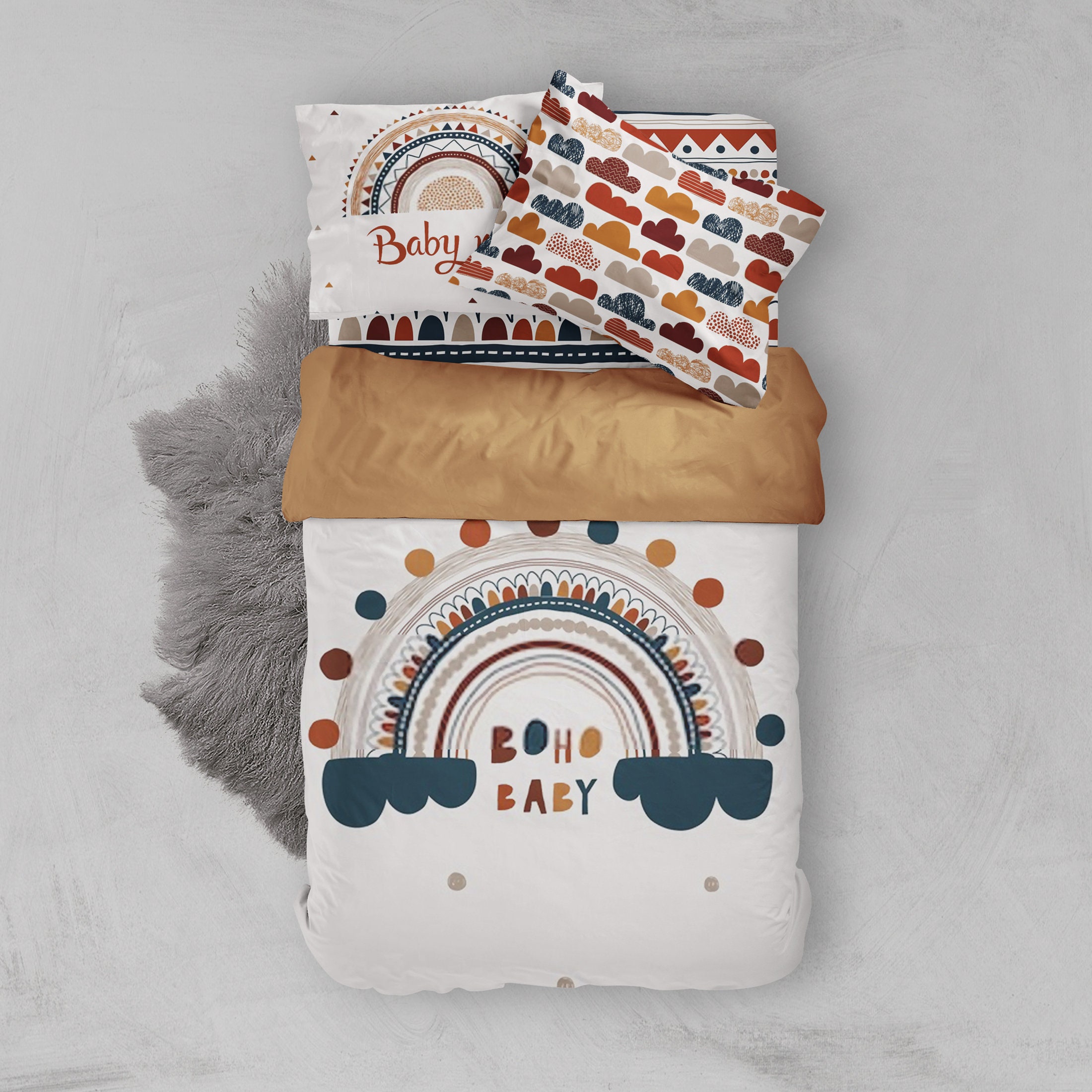 Boho Baby Bedding Set Rainbow Twin Bedding Set Boho Style Etsy