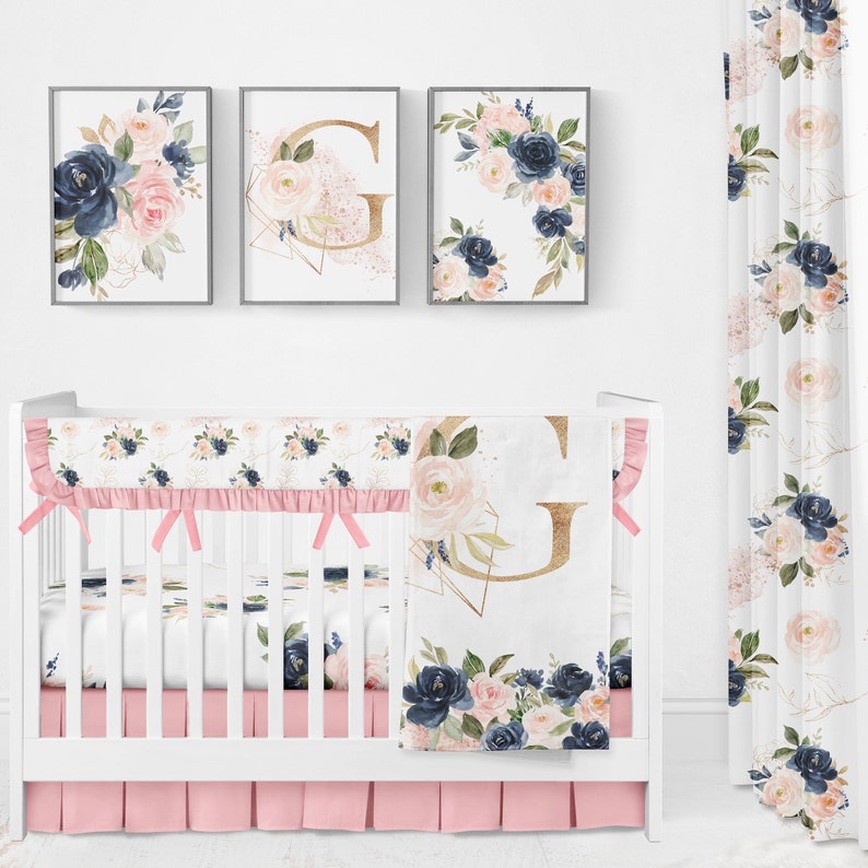 Blush floral nursery crib bedding boho crib bedding set Etsy