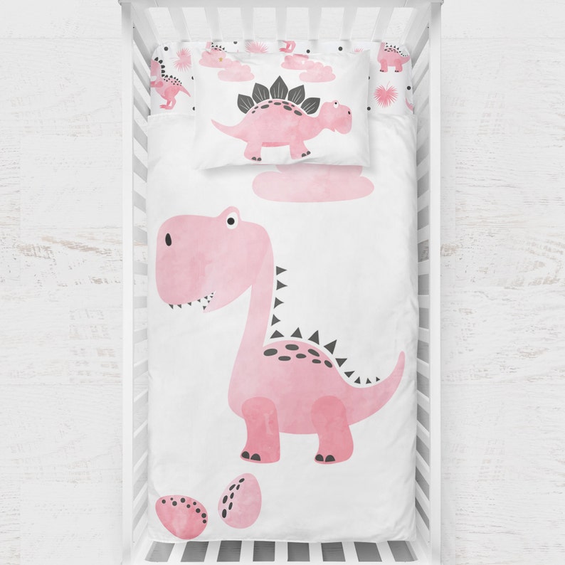 Dinosaur bedding set pink girl dinosaur crib sheets pink Etsy
