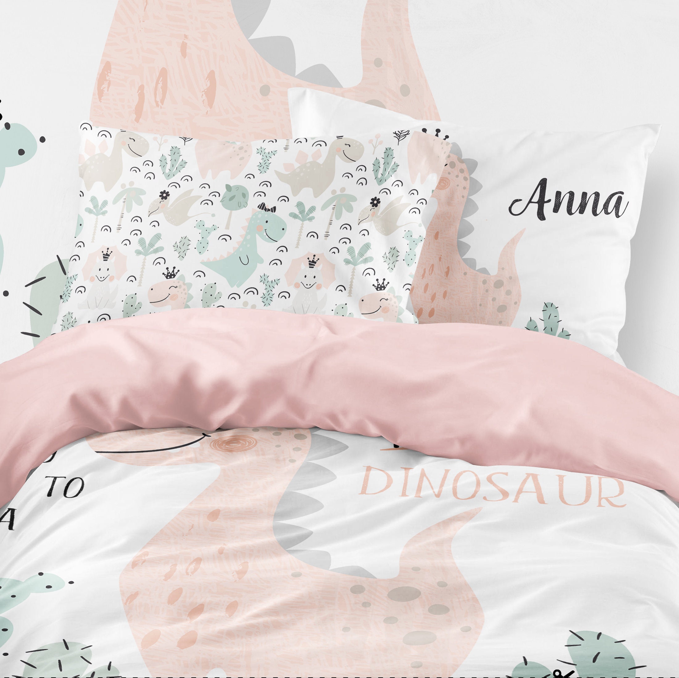 Dinosaur twin bedding set girl twin bedding set dino girl Etsy