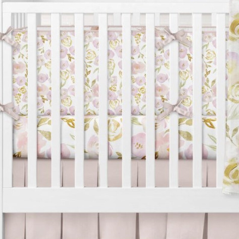 Blush Floral Crib Bedding Set Girl Baby Bedding Pink and Etsy