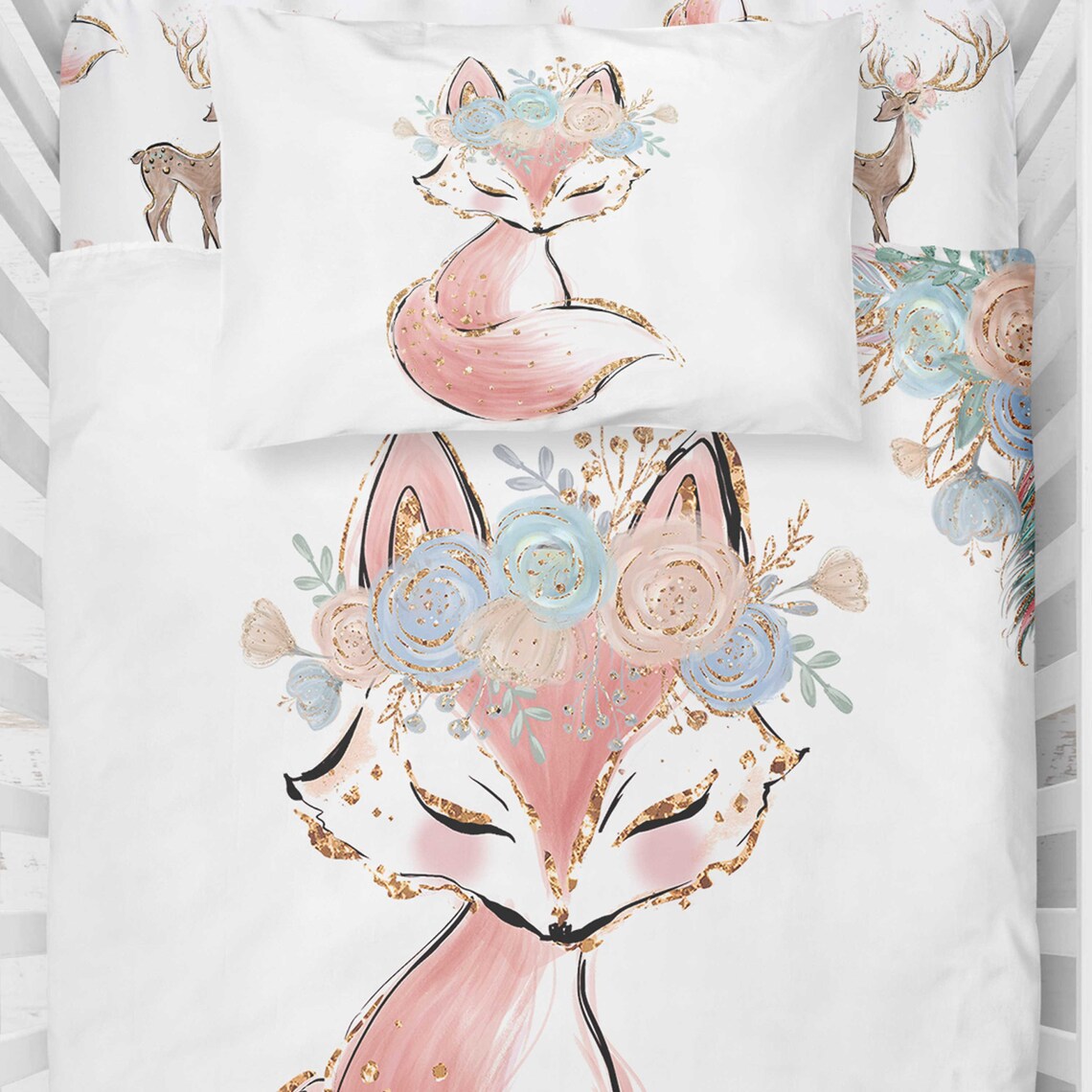 Woodland Nursery Crib Bedding Fox Baby Crib Bedding Woodland Etsy