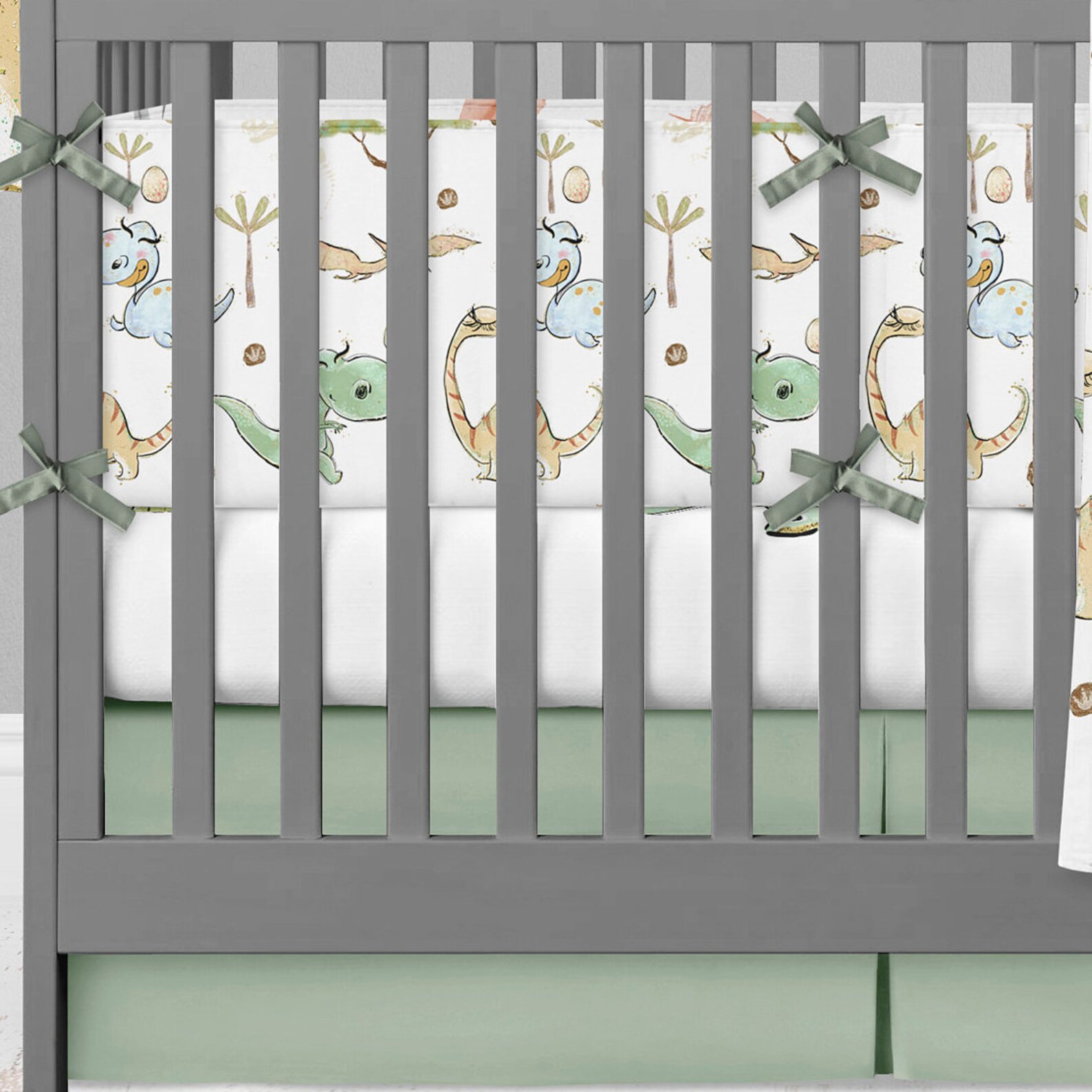 Dinosaur crib bedding set Dinosaur Nursery green Baby Etsy