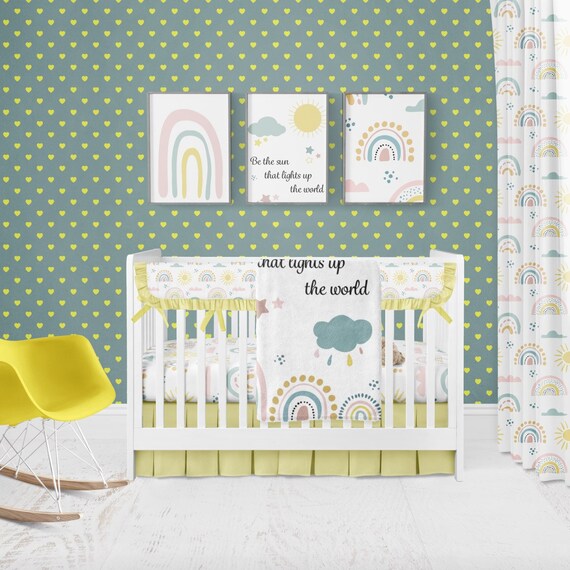 yellow crib sheets