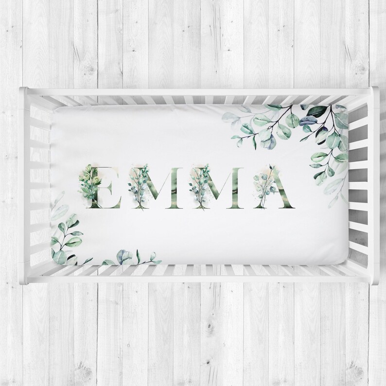 Crib Bedding set personalized eucalyptuses crib sheets name Etsy