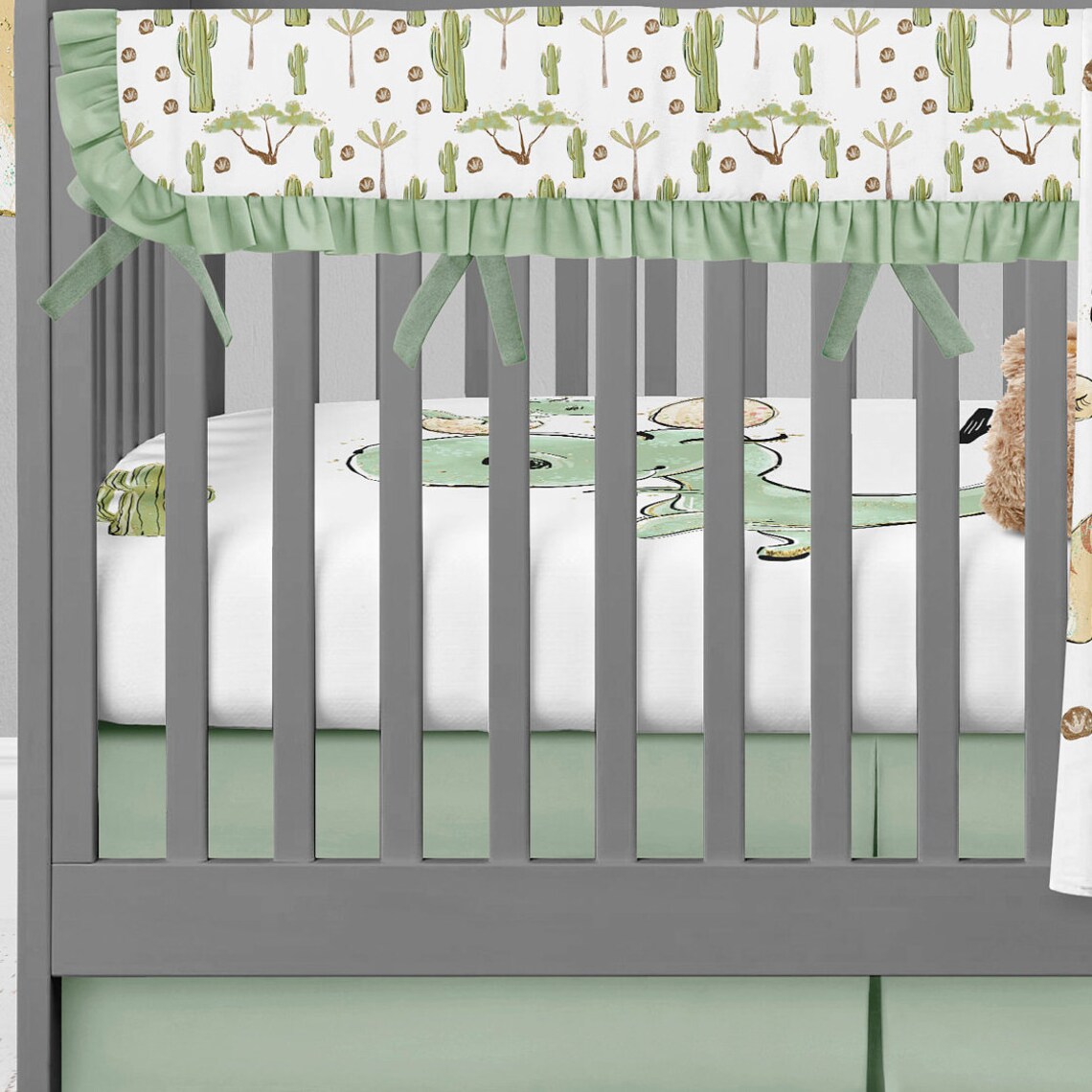 Dinosaur crib bedding set Dinosaur Nursery green Baby Etsy