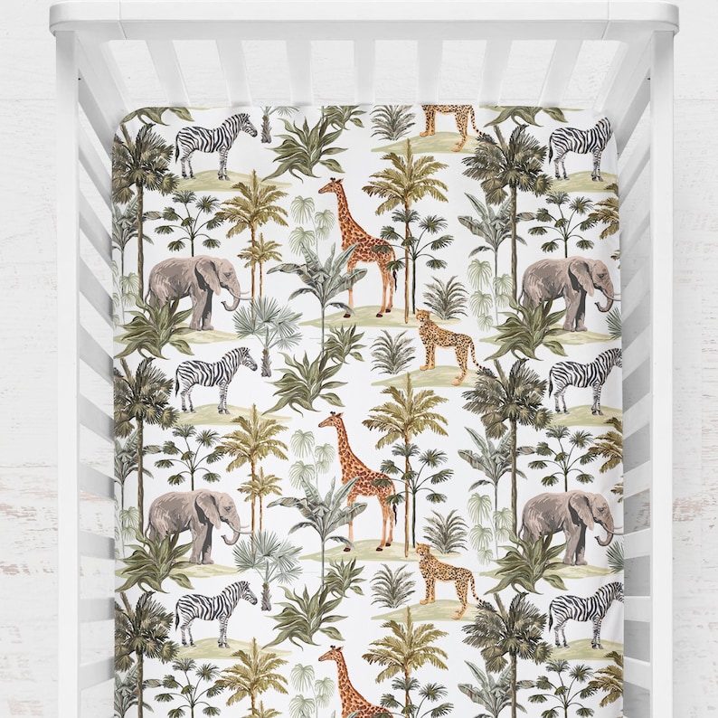 Tropical Crib Bedding Safari Nursery Elephant Crib Sheets Etsy