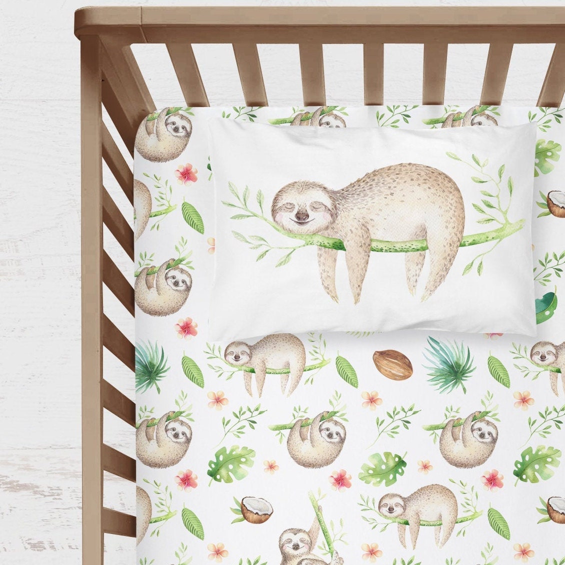 Sloth Baby Bedding Sloth Themed Crib Sheet Tropical Nursery | Etsy