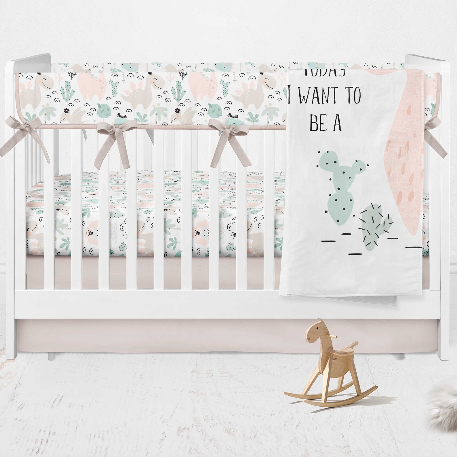 Dinosaur bedding set girl dinosaur crib sheets pink princess Etsy