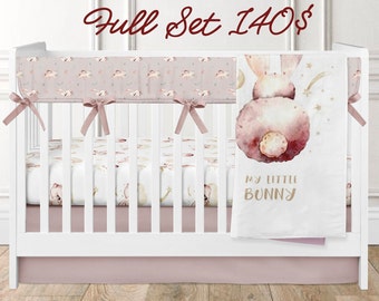 Baby Shower Gift Nursery Bedding, Baby Girl Bedding Baby bedding Bunny Crib Sheet Crib bedding