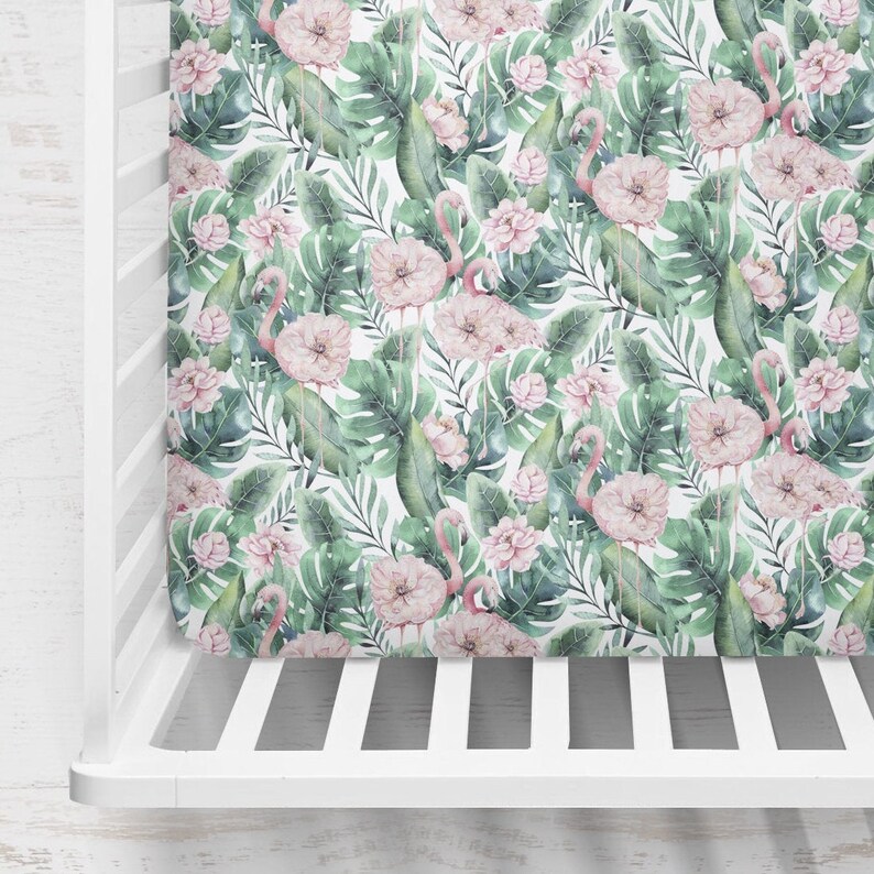 Girl Baby Bedding Set Flamingo Pink Crib Bedding Floral Girl Etsy