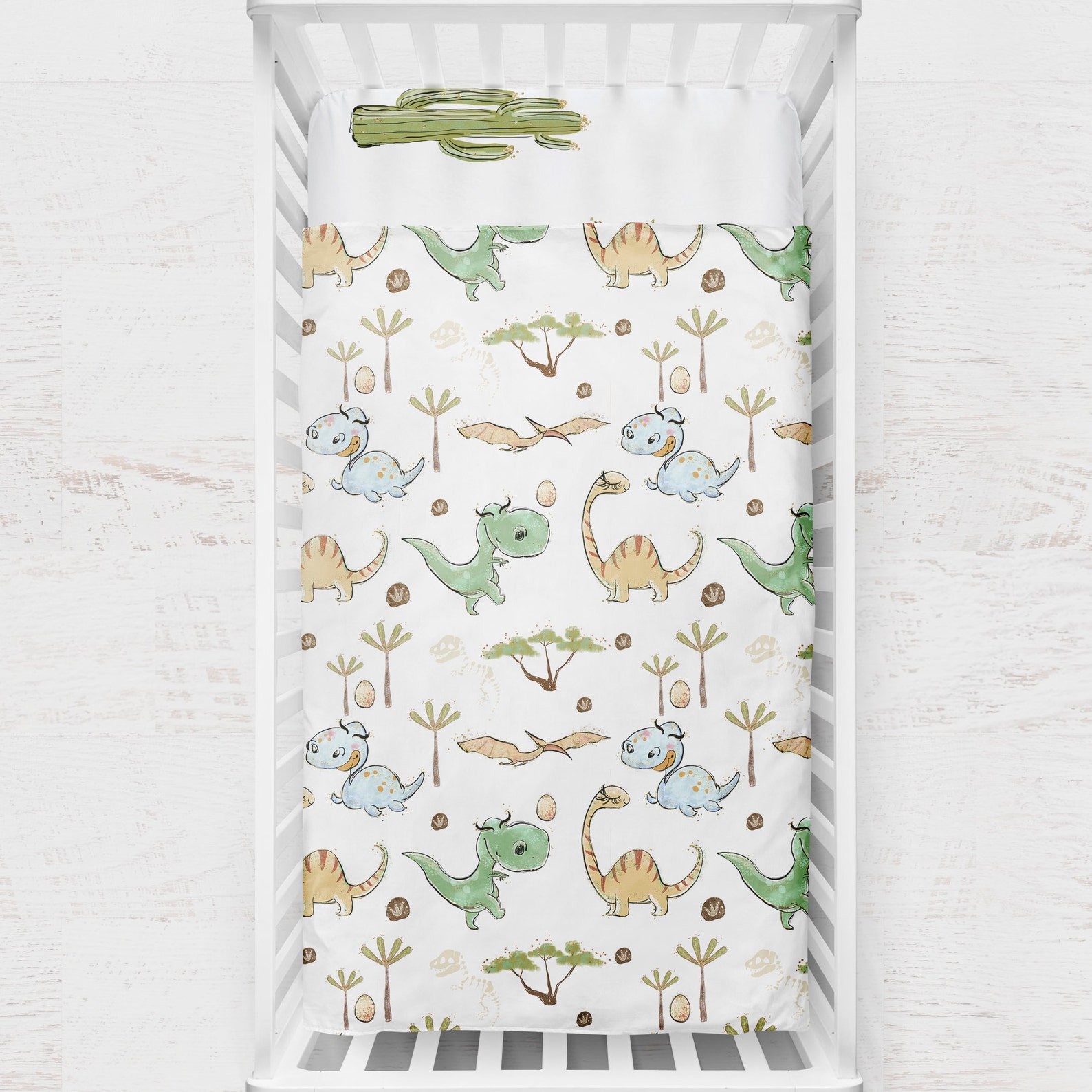 Dinosaur crib bedding set Dinosaur Nursery green Baby Etsy