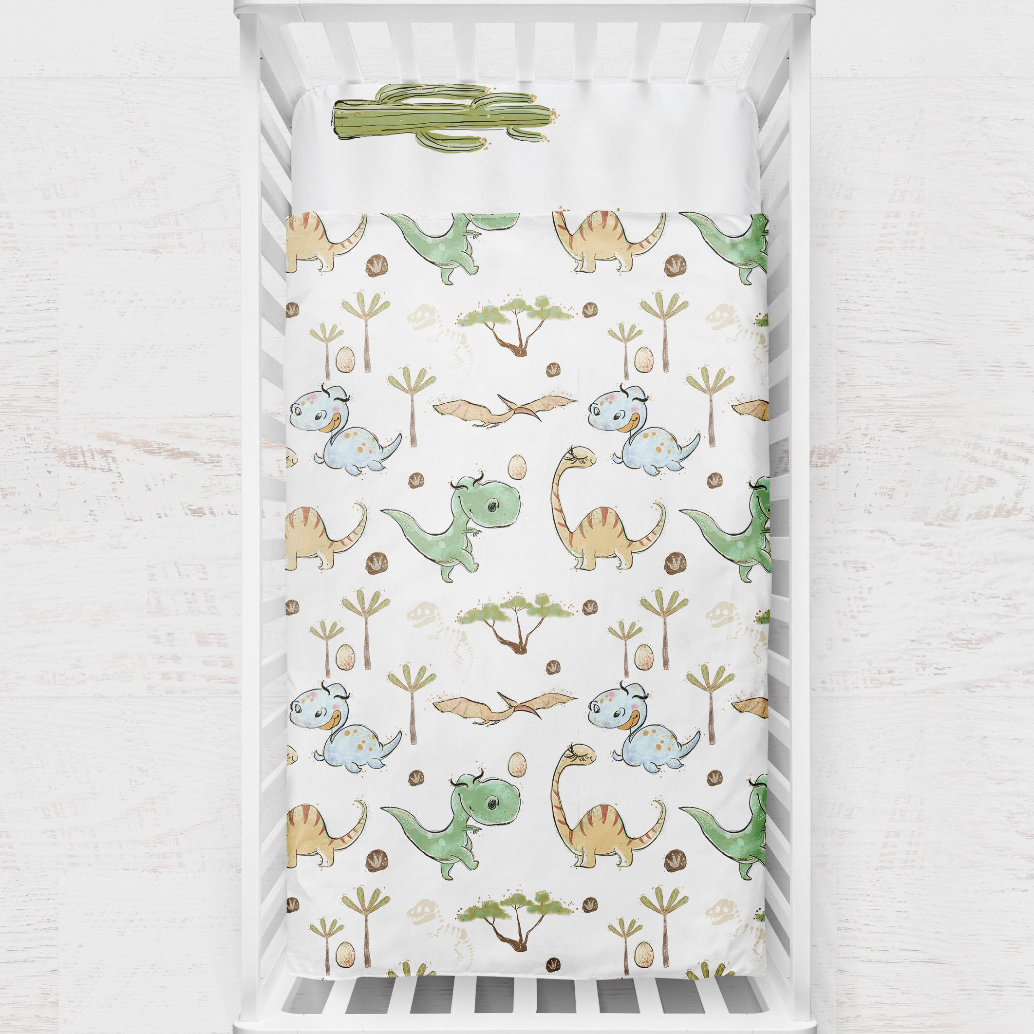 Dinosaur crib bedding set Dinosaur Nursery green Baby Etsy