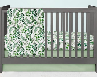 leafy green crib sheet
