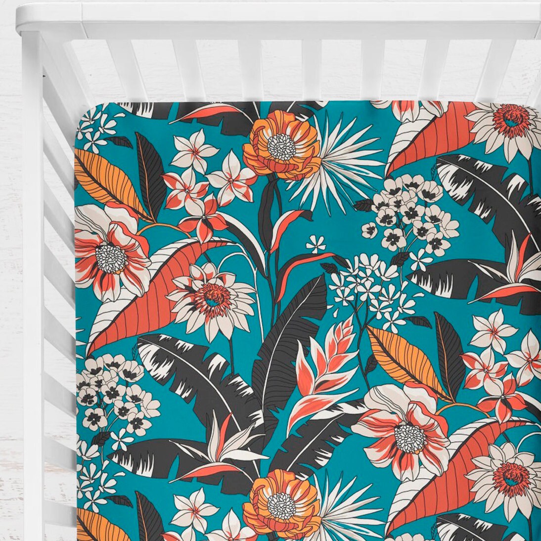 Vintage Floral Turquoise Crib Sheets Flower Girl Crib Etsy