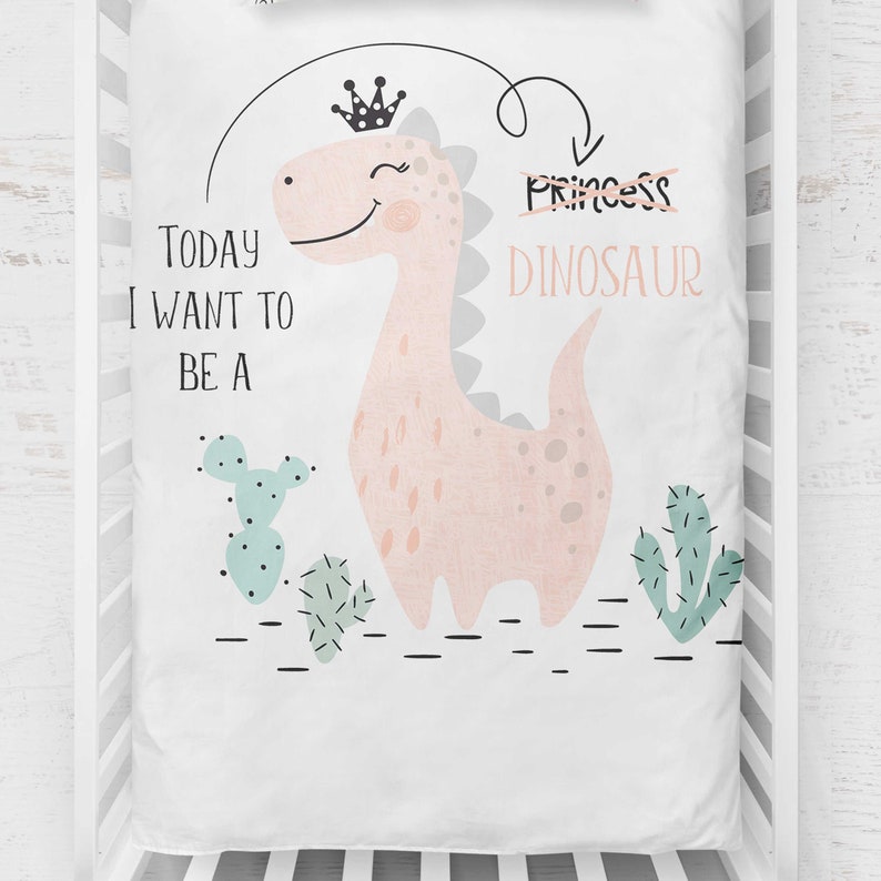 Dinosaur Bedding Set Girl Dinosaur Crib Sheets Pink Princess Etsy