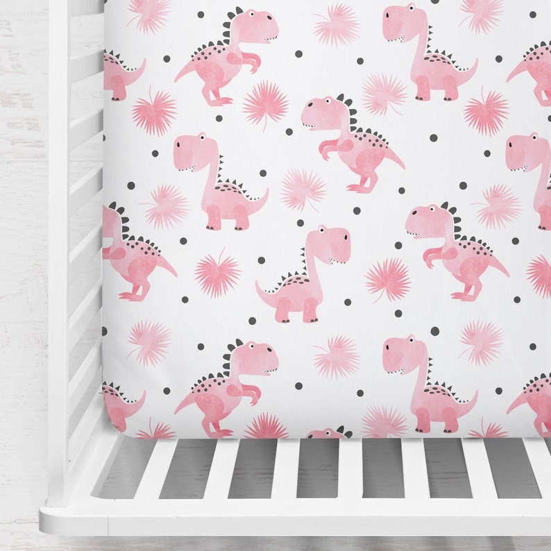 Dinosaur bedding set pink girl dinosaur crib sheets pink Etsy