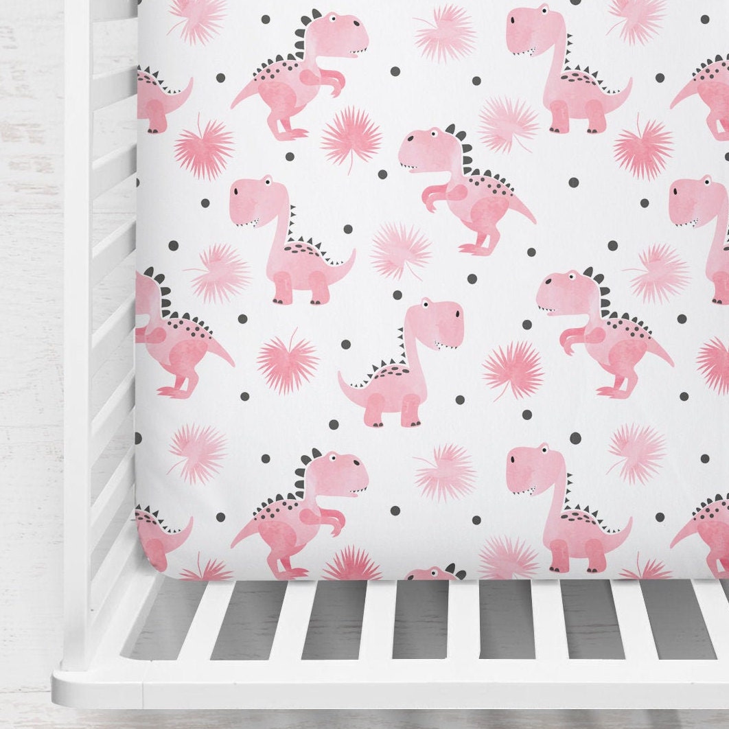 Dinosaur bedding set pink girl dinosaur crib sheets pink Etsy