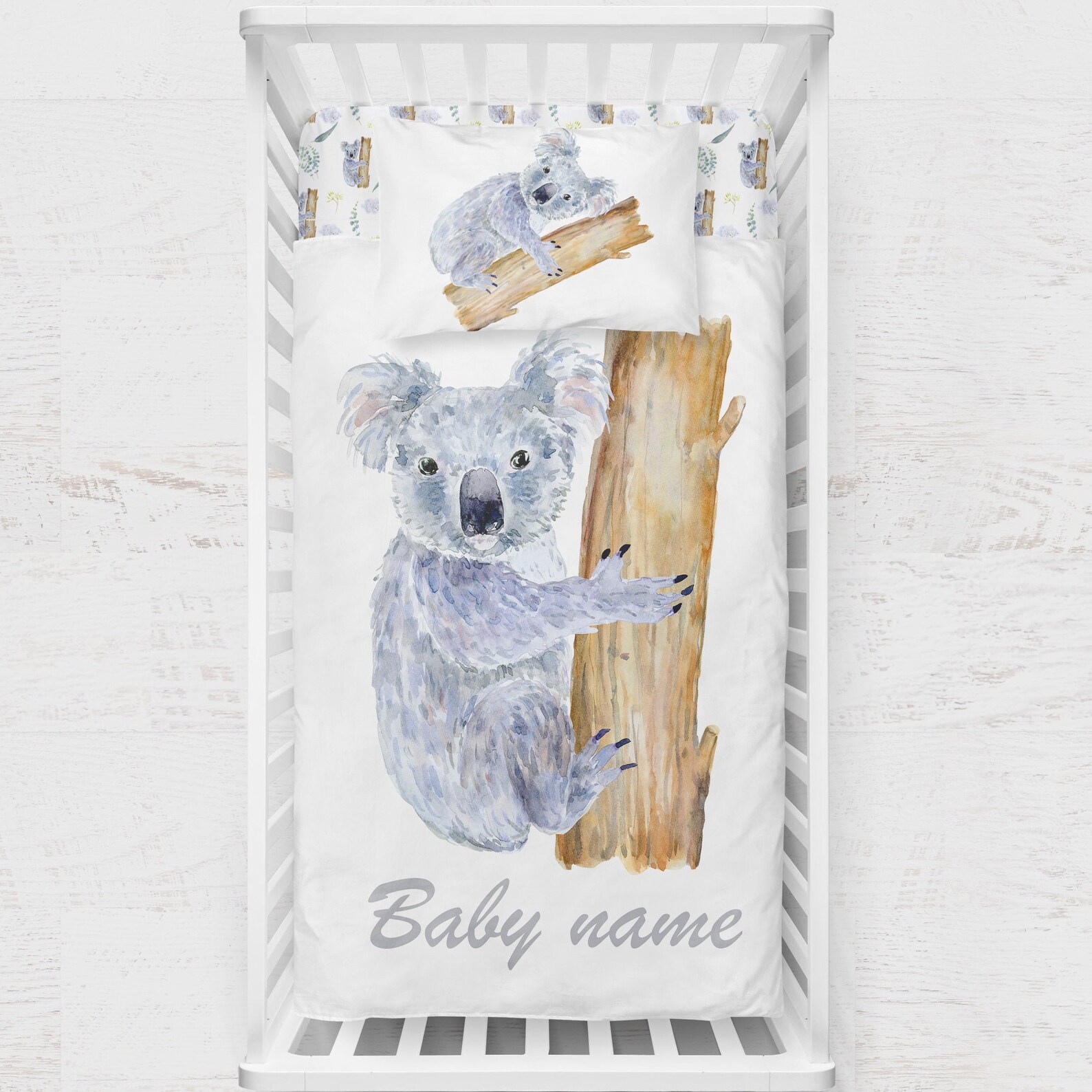 Baby Bedding Set Koala Gray Nursery Baby Bedding Cot Bedding Etsy