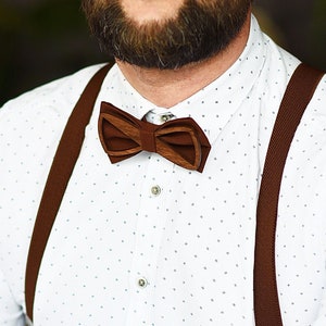 Copper bow tie and suspenders Rust groomsmen gift set image 1