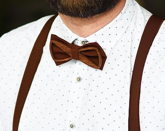 Copper bow tie and suspenders Rust groomsmen gift set