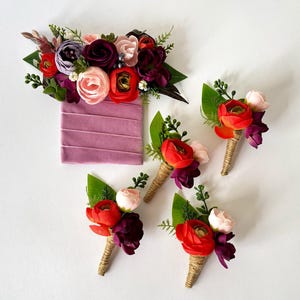Wildflower Boutonniere: Colorful Dried Flower Groomsmen Gifts