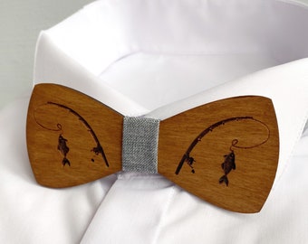 Fish bow tie wood Baby boy bow tie Fishing gifts for men