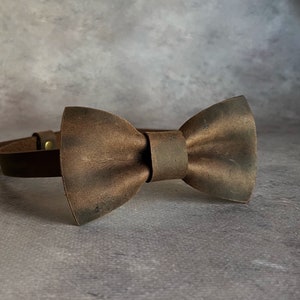 Brown Leather bow tie Groomsmen proposal gift
