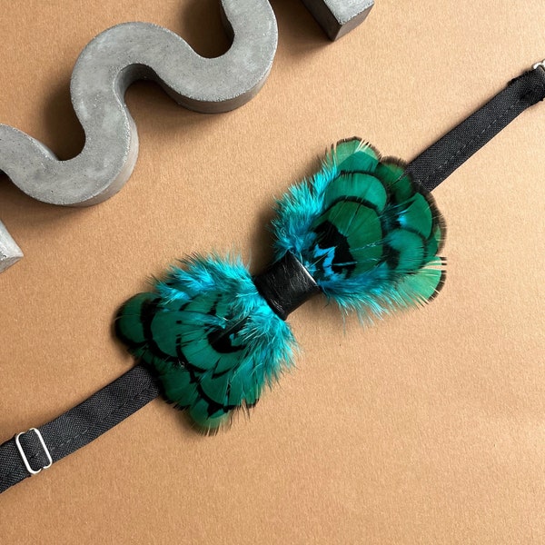 Feather bow ties for men Wedding green bow tie Groomsmen gifts