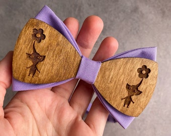 Custom bow ties for men Lavender bow tie Wooden bow tie