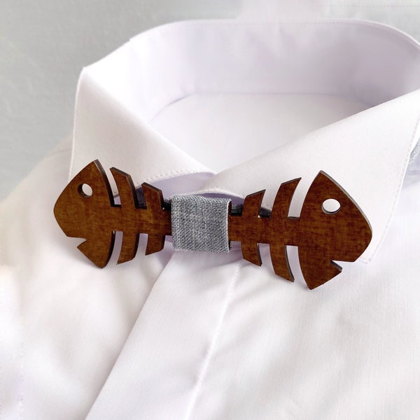 Fish bow tie wood Fishing gifts for men