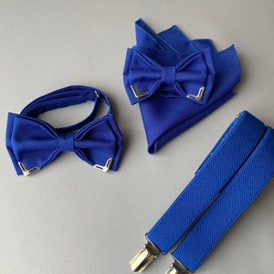 Royal blue bow tie and suspenders set Groomsmen suspenders and bow tie