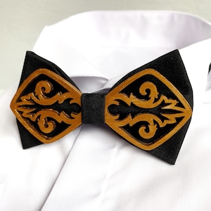 Black and gold bowtie Wooden bowtie Groomsmen bowties for men