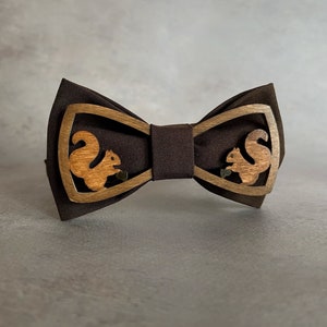 Squirrel wooden bow tie Zoo wedding Animal lover gift Bow ties for men