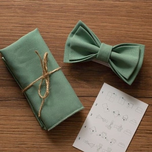 Sage bowtie Groomsmen bow tie and pocket square set Sage green wedding