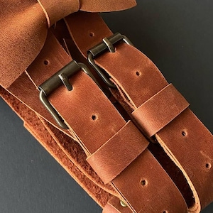 Cognac suspenders, Leather suspenders men: Groomsmen proposal & Rustic wedding