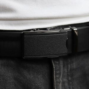 Men's Brown Leather Ratchet Belt: Adjustable Automatic Buckle