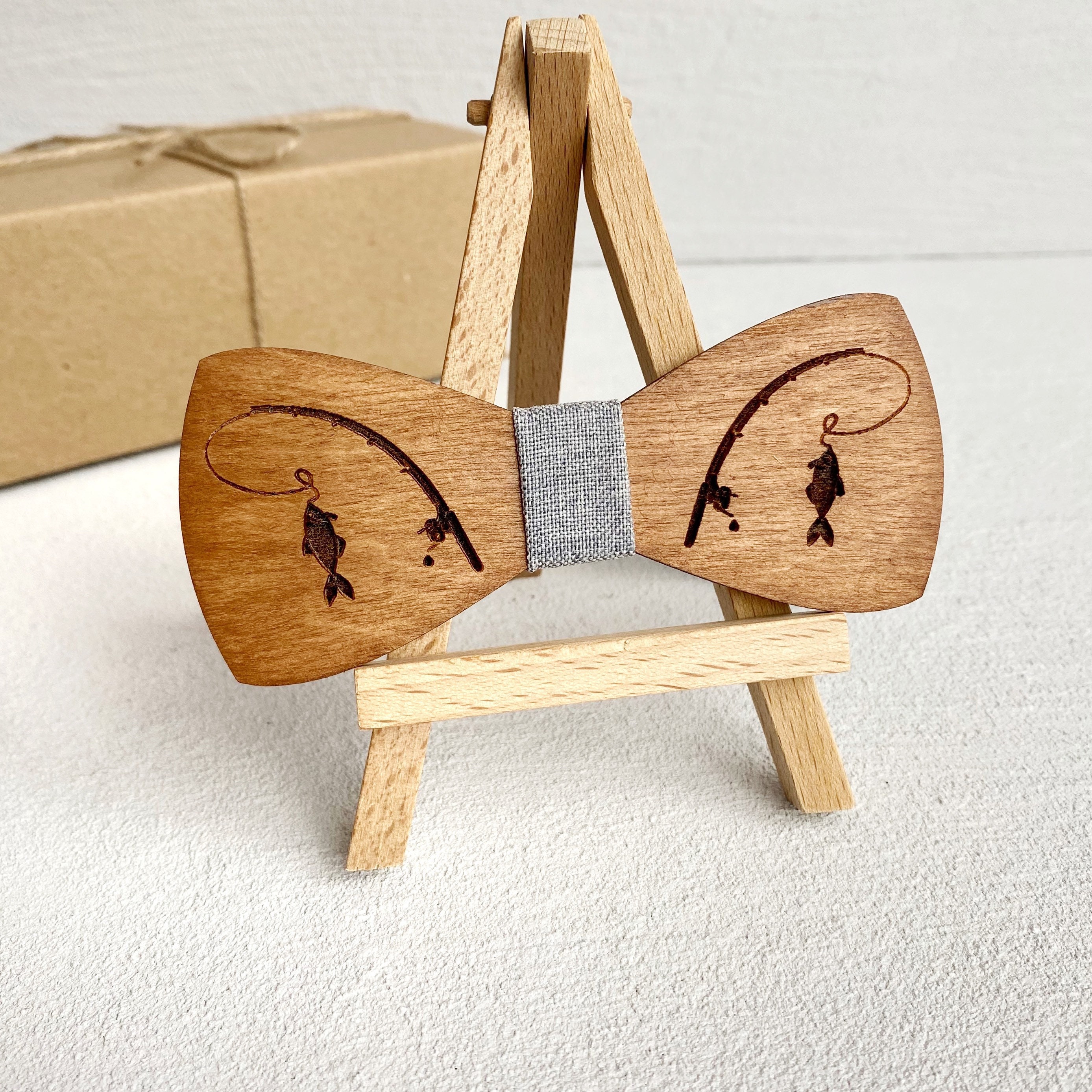 Fish bow tie and grey suspenders Fishing gifts for men Etsy