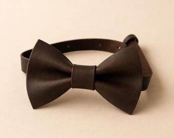 Brown Leather bow tie Groomsmen proposal gift