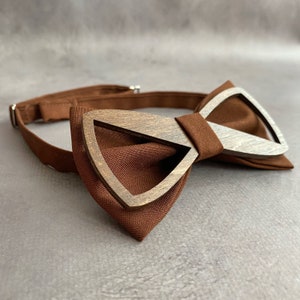Copper bow tie and suspenders Rust groomsmen gift set image 7