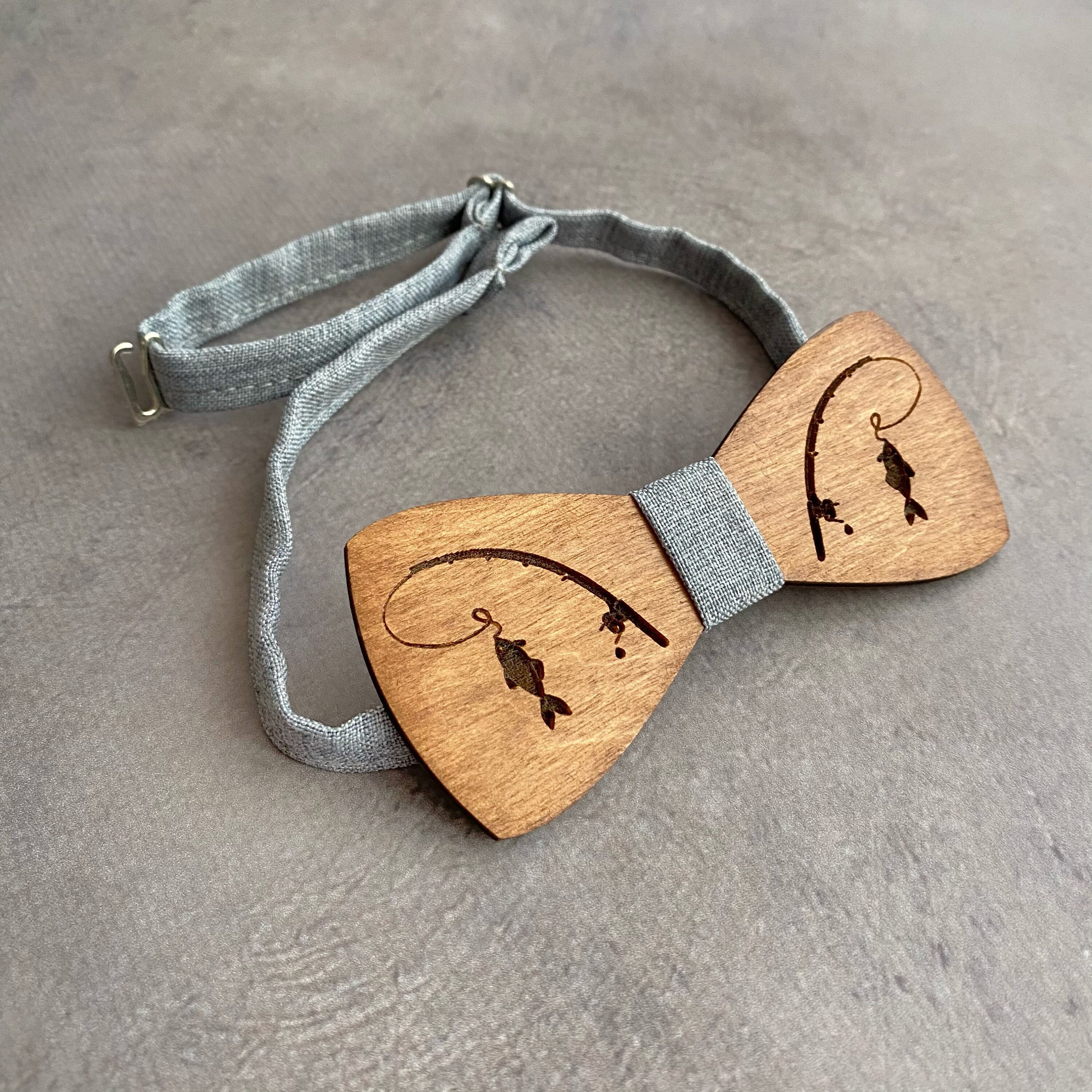 Wooden fish bow tie and suspenders Fathers day gift from | Etsy