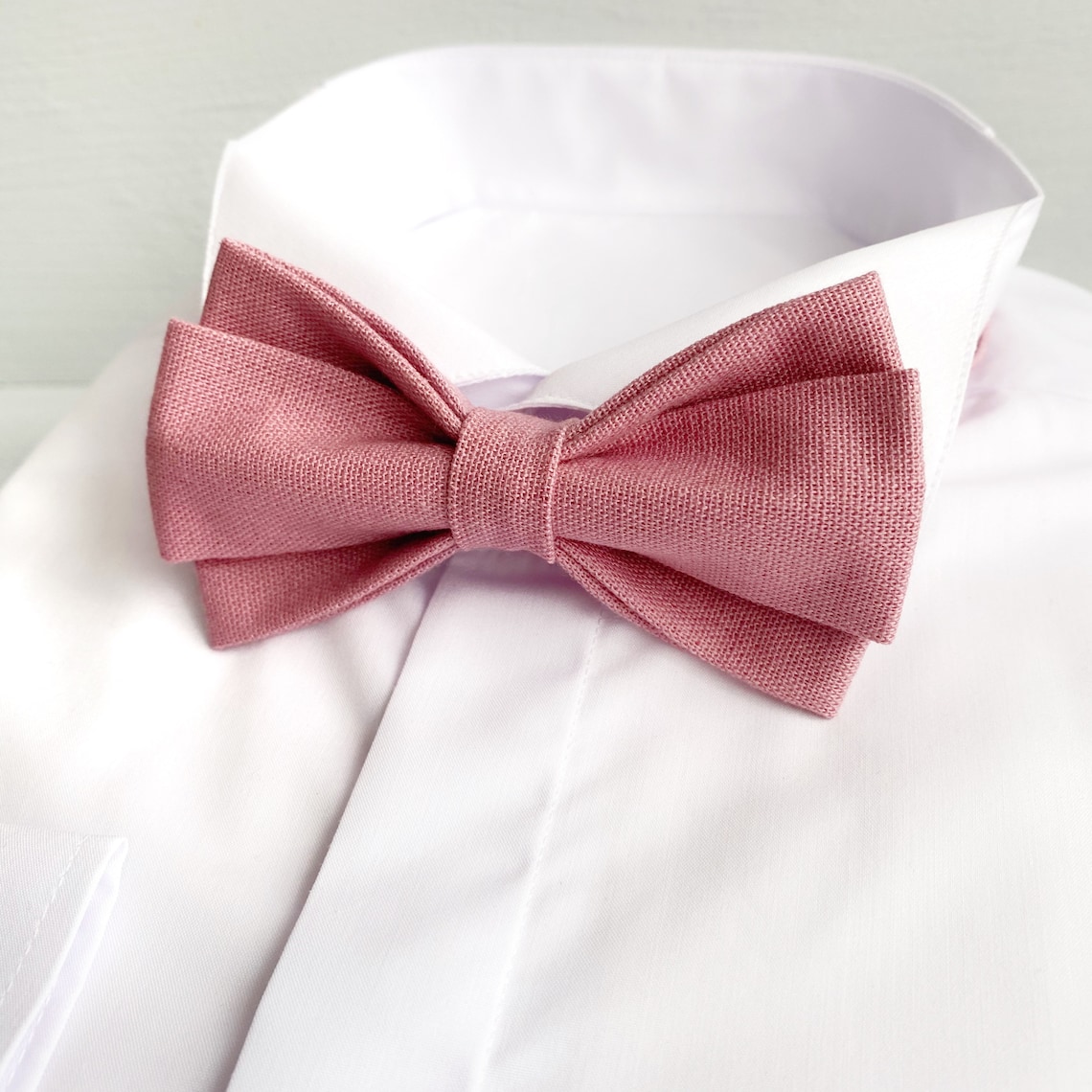 Dusty rose bow ties for boys Linen bow tie Groomsmen bow tie Etsy