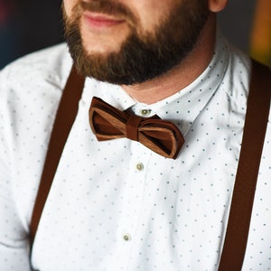 Copper bow tie and suspenders Rust groomsmen gift set image 2