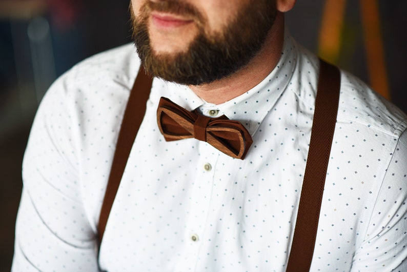Copper bow tie and suspenders Rust groomsmen gift set image 2