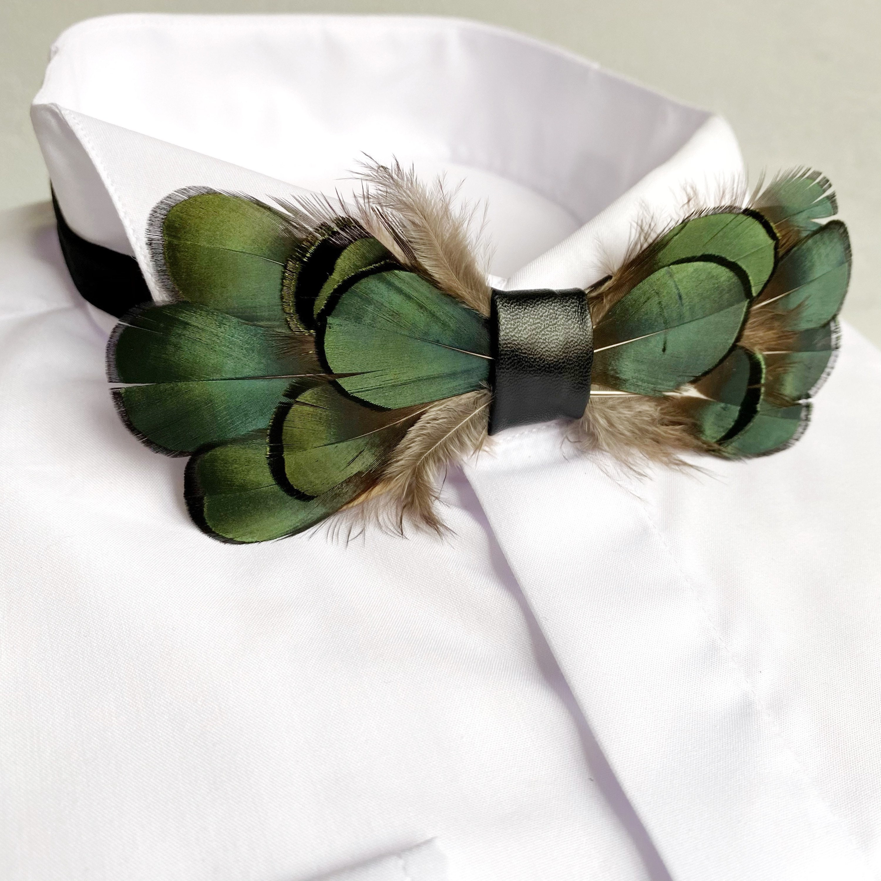 Feather Bow Ties for Men Hunter Green Bow Tie Wedding Groom Etsy Sweden
