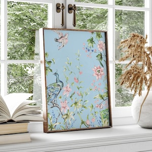 Two French Blue Chinoiserie 24 by 36 Inch Art Prints | Set of 2